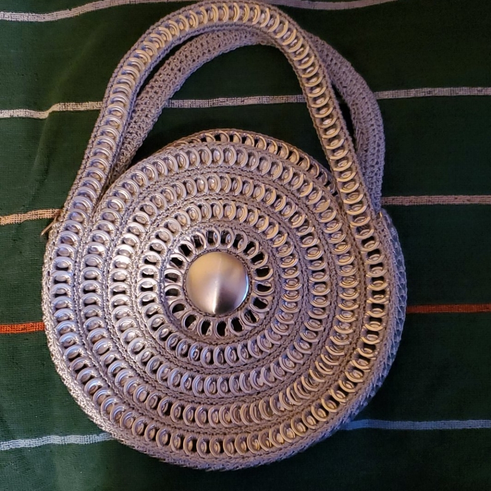 Recycled pop top hand bag